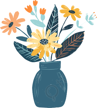 向日葵插花童趣素材