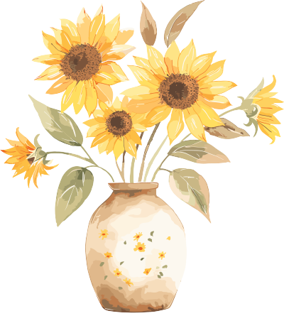 向日葵插花简洁插画