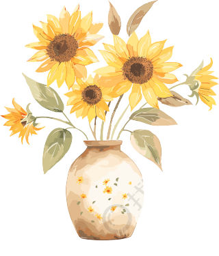 向日葵插花简洁插画