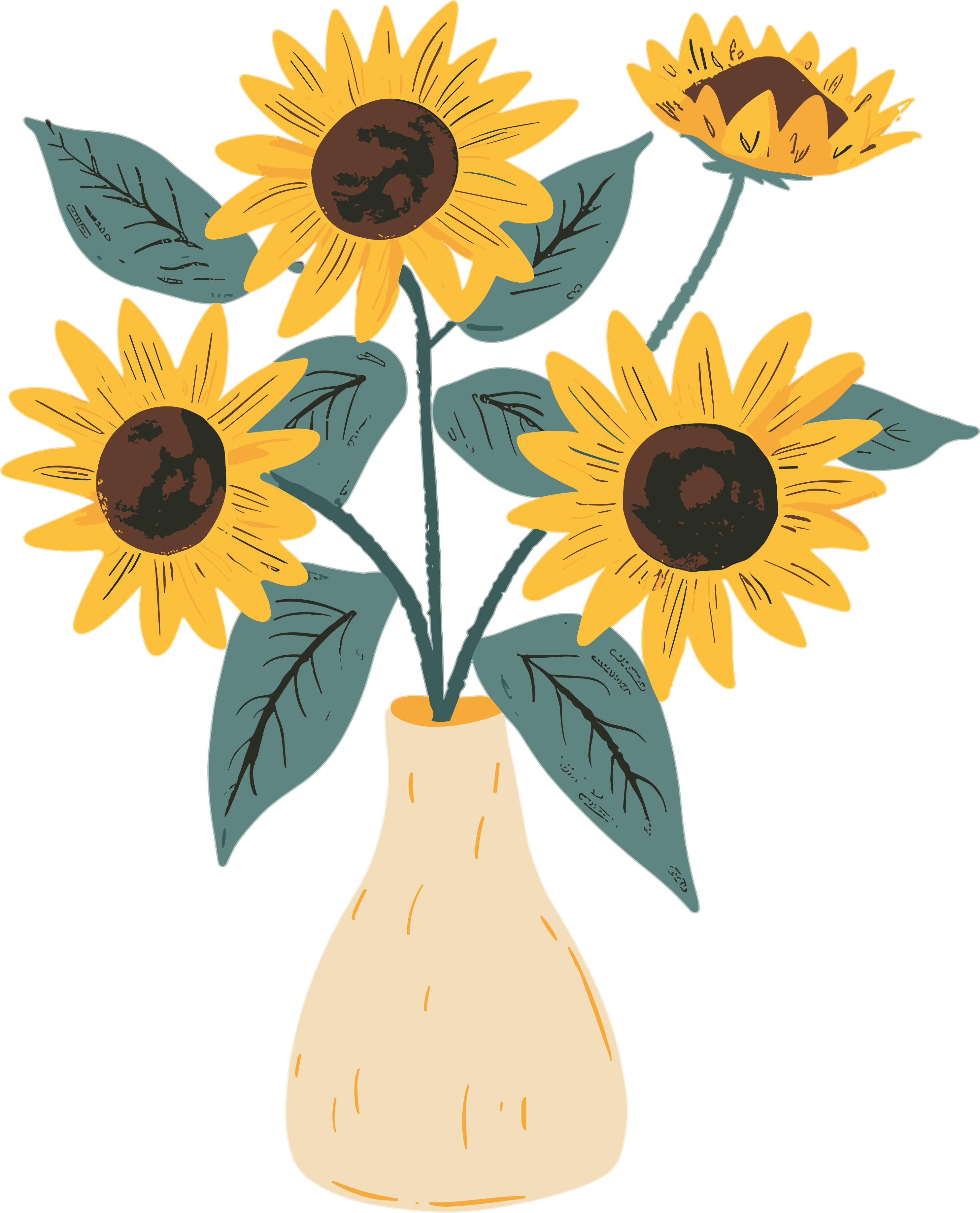 向日葵插花卡通素材