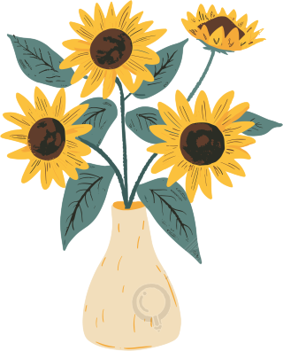 向日葵插花卡通素材