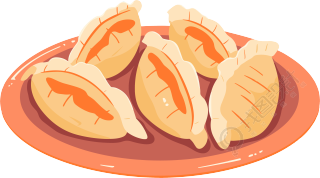 饺子美食插画