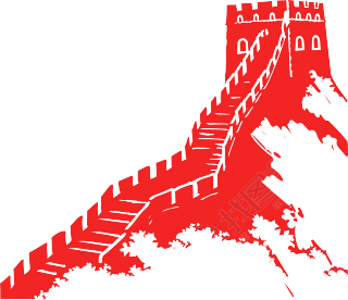 红色长城剪影简洁大气素材