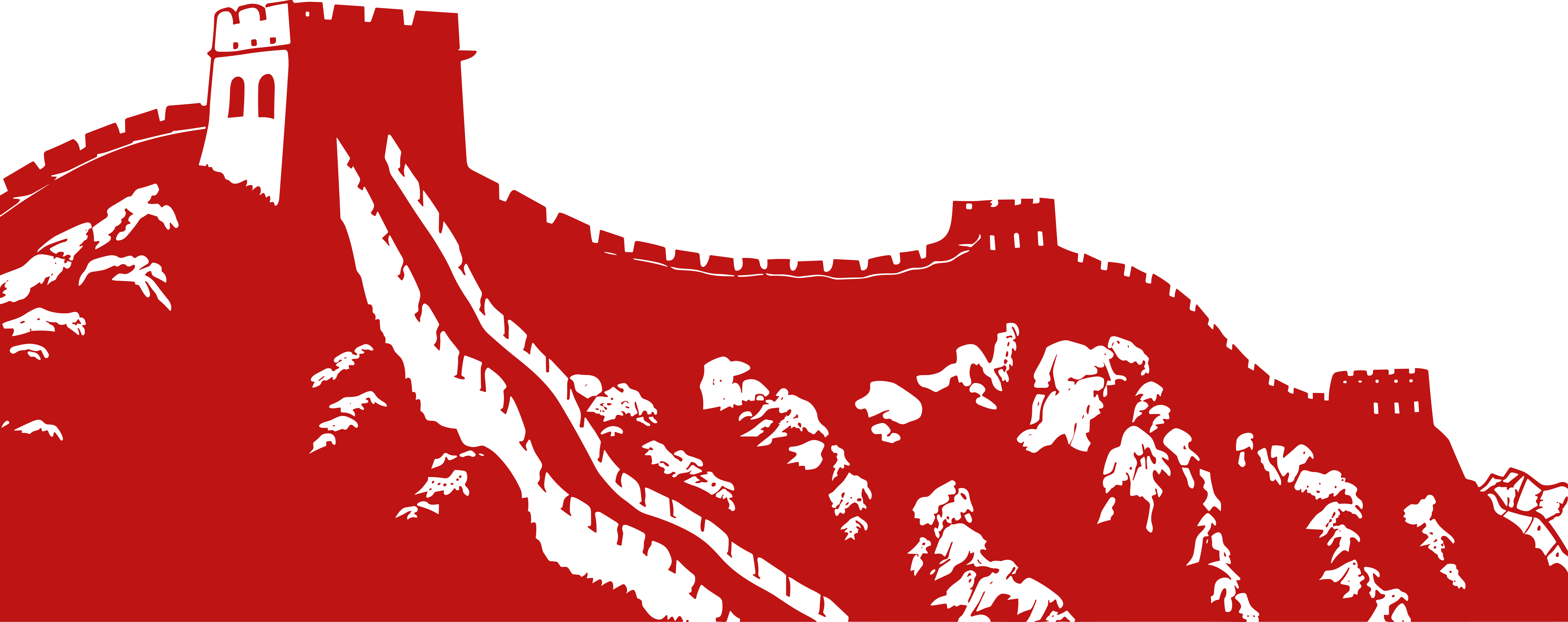 红色长城剪影创意设计素材