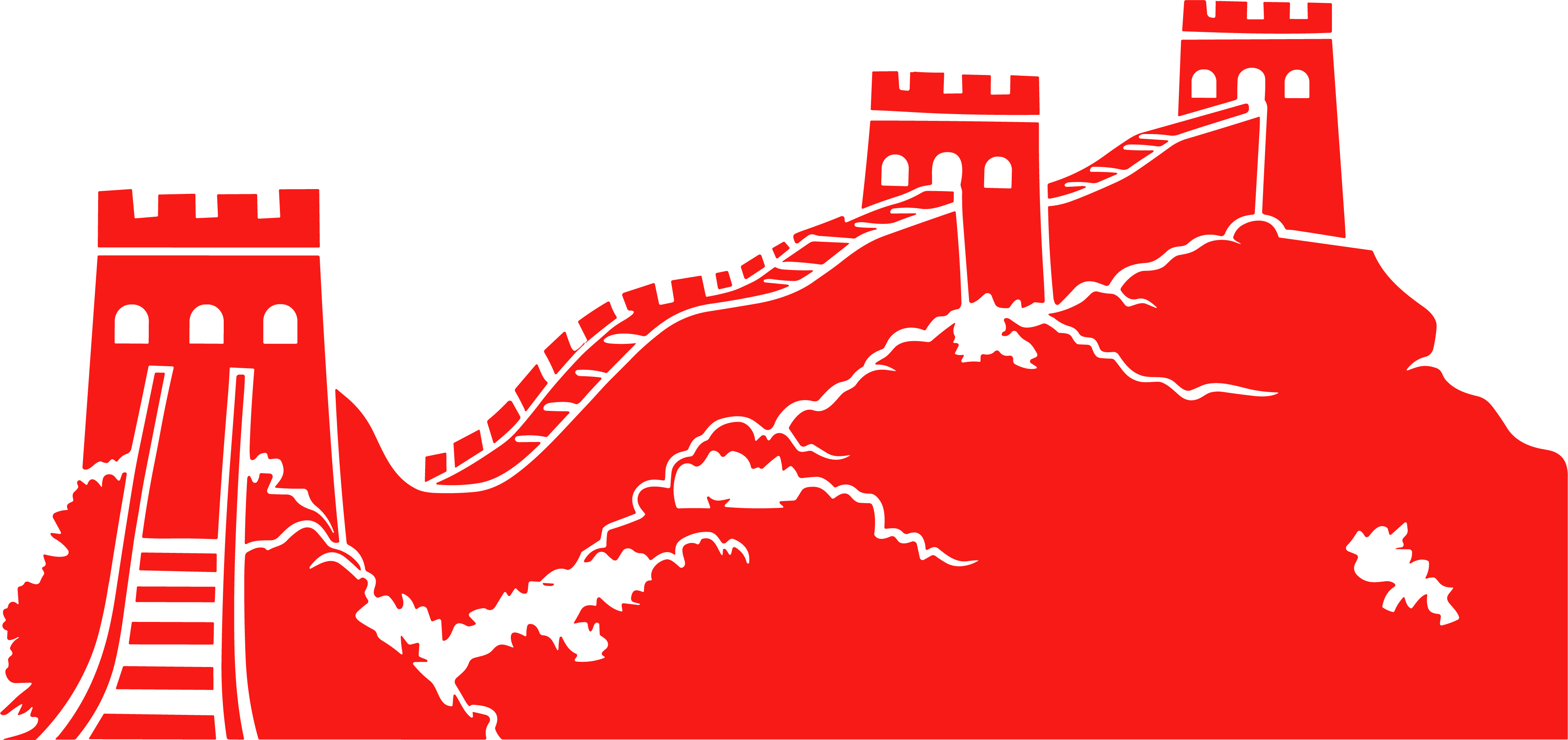 红色长城剪影可商用插画