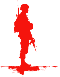 士兵剪影红色风格素材