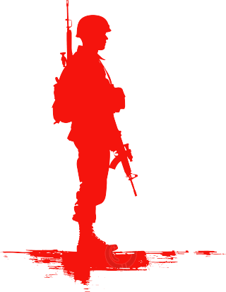 士兵剪影红色风格素材
