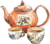 中式茶壶简约插画