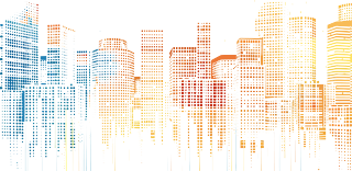 颗粒感城市建筑插画