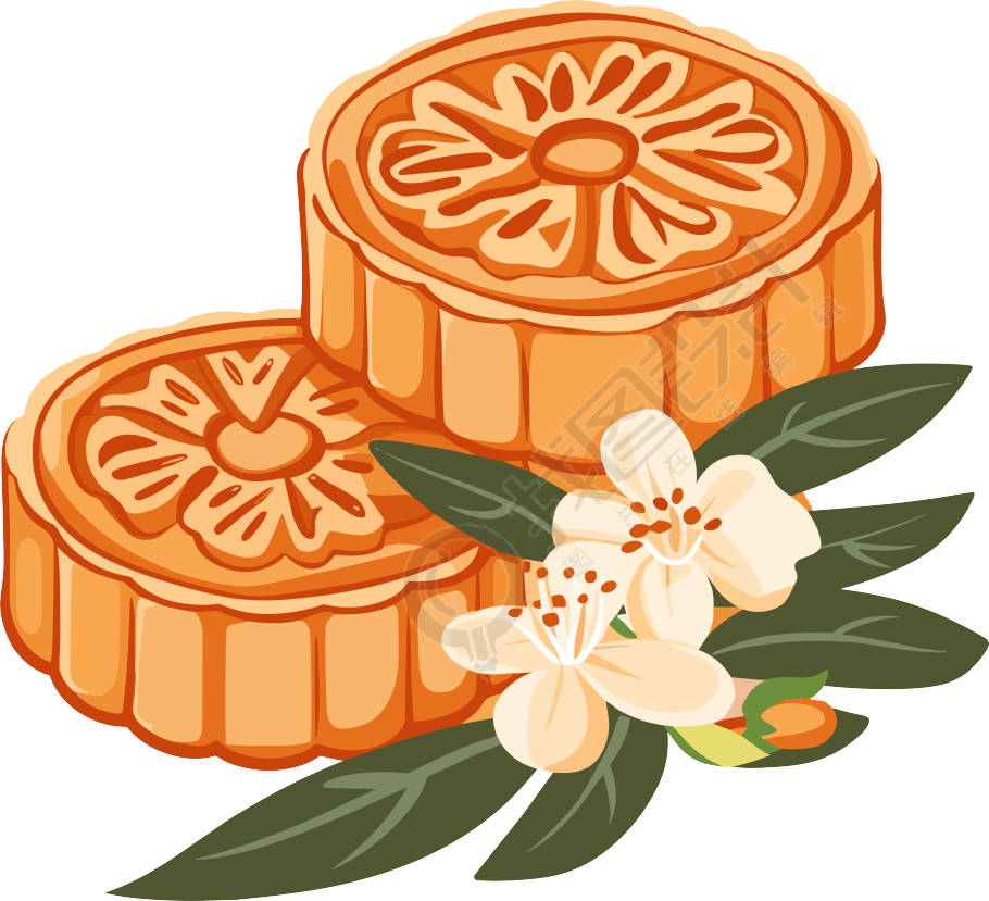 月饼桂花PNG插图