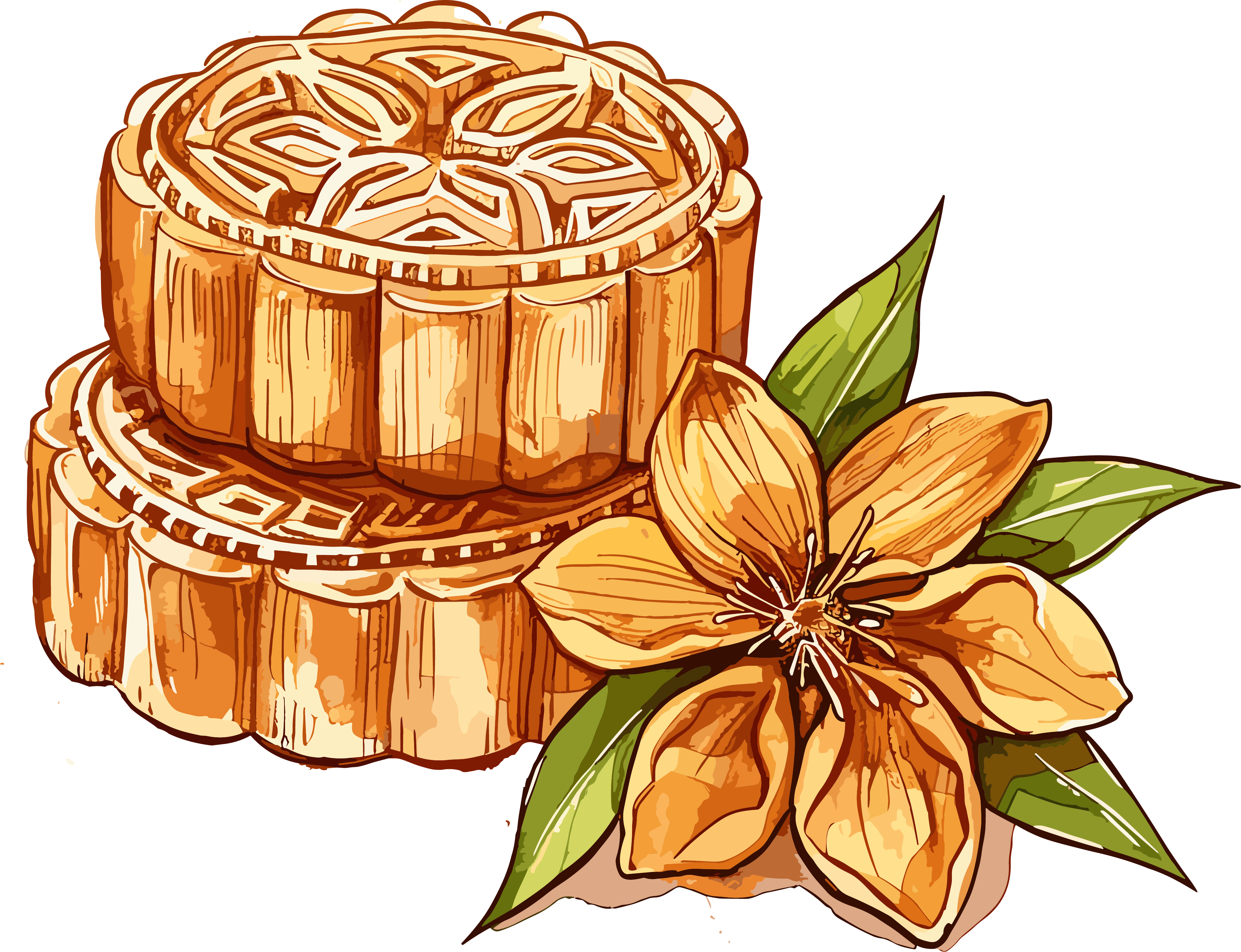 月饼桂花插画