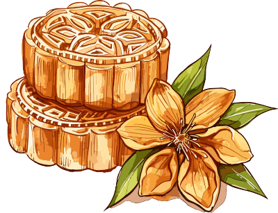 月饼桂花插画