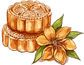 月饼桂花插画