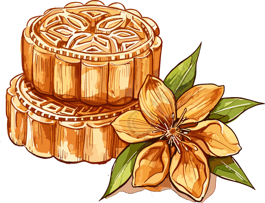 月饼桂花插画