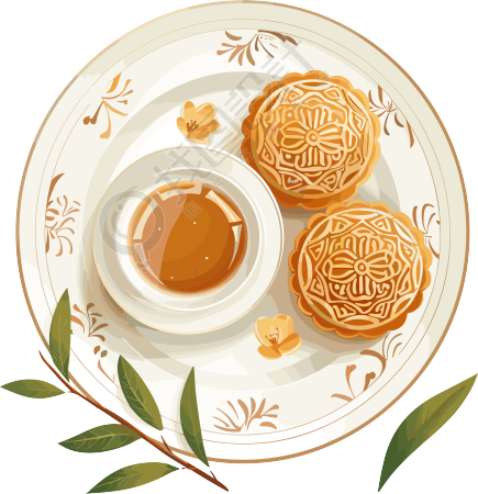 月饼高清插画设计元素