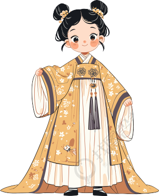 古风小孩插画设计元素