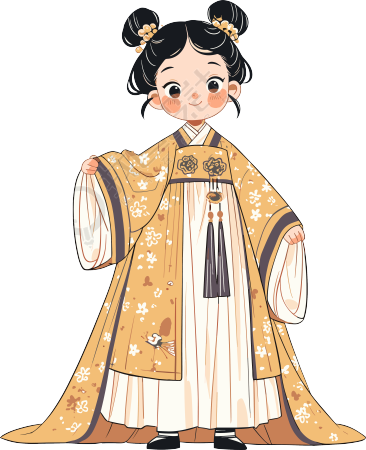 古风小孩插画设计元素