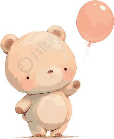 拿气球的小熊PNG插画