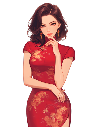 魅力女性旗袍素材