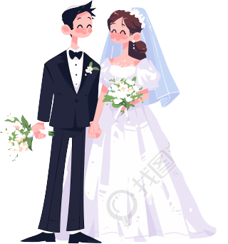 新婚夫妇透明背景素材