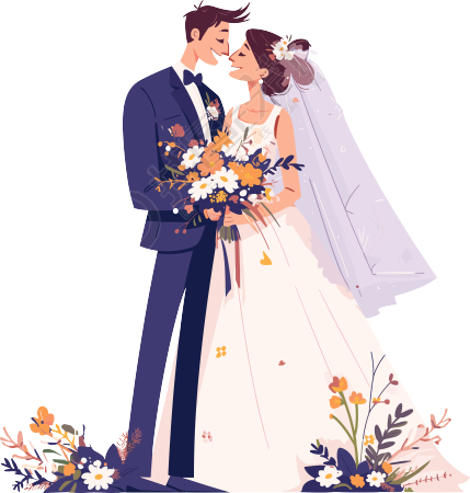 新婚夫妇卡通插画