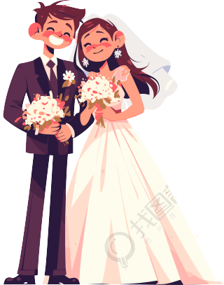 新婚夫妇创意插画
