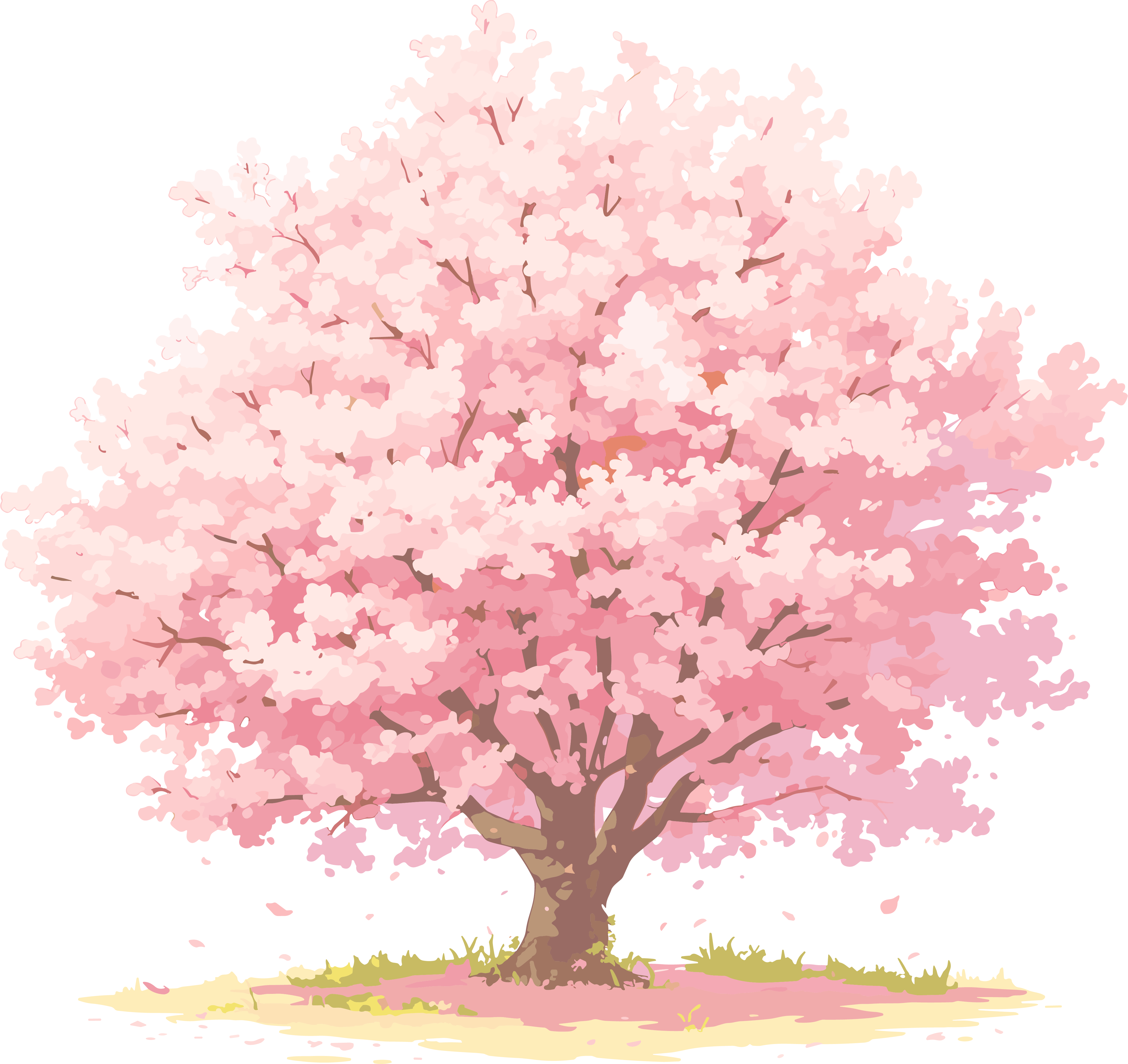 樱花树插画简约素材