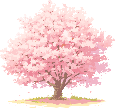 樱花树插画简约素材