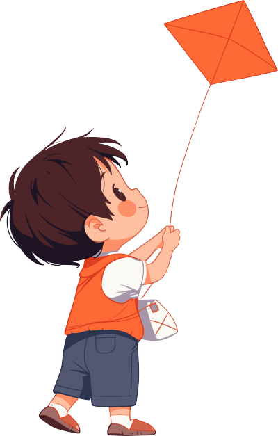 放风筝的小孩插画素材