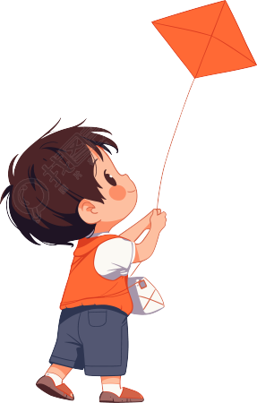 放风筝的小孩插画素材