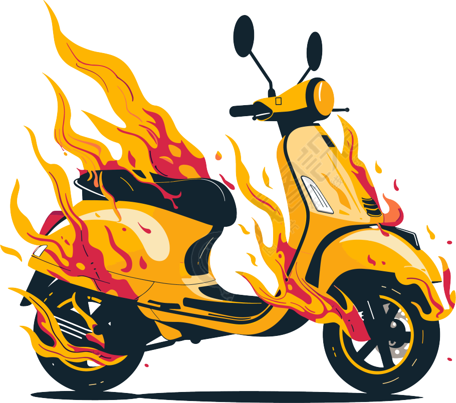 电动车着火事故插画