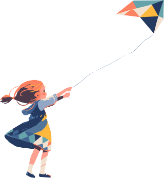 放风筝的小孩可爱插画