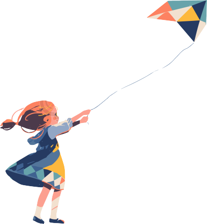 放风筝的小孩可爱插画