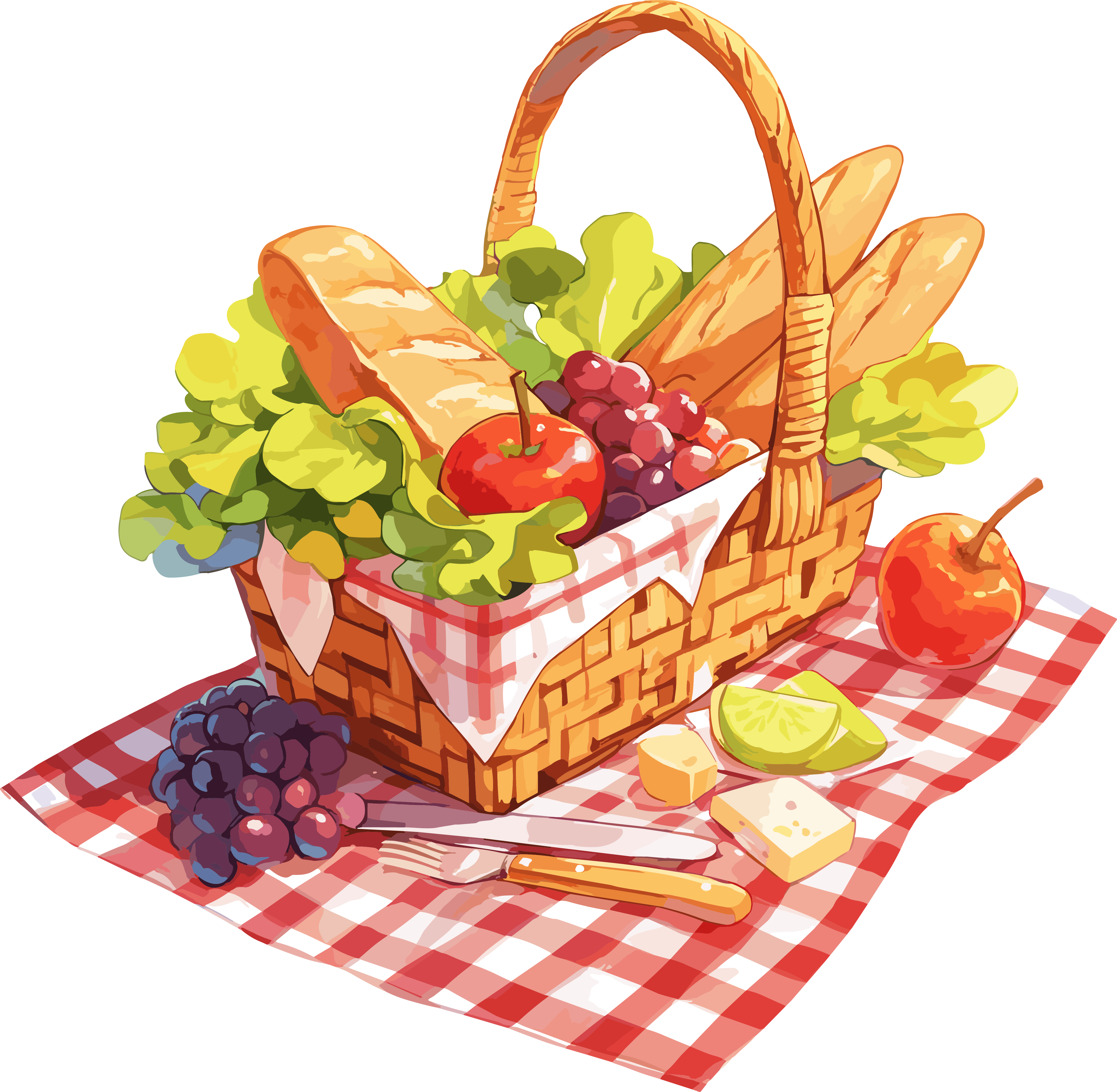 野餐美食插画素材