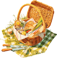 野餐美食简洁清新插画