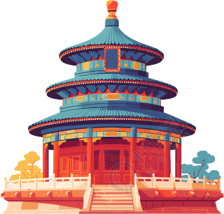 天坛插画设计元素