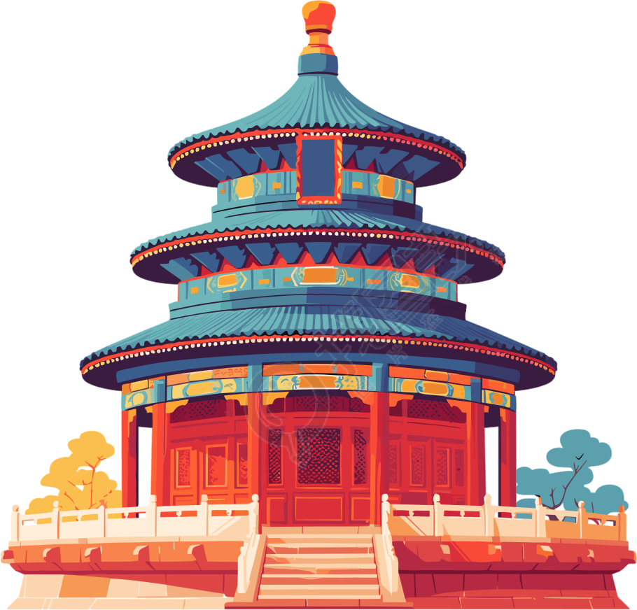 天坛插画设计元素