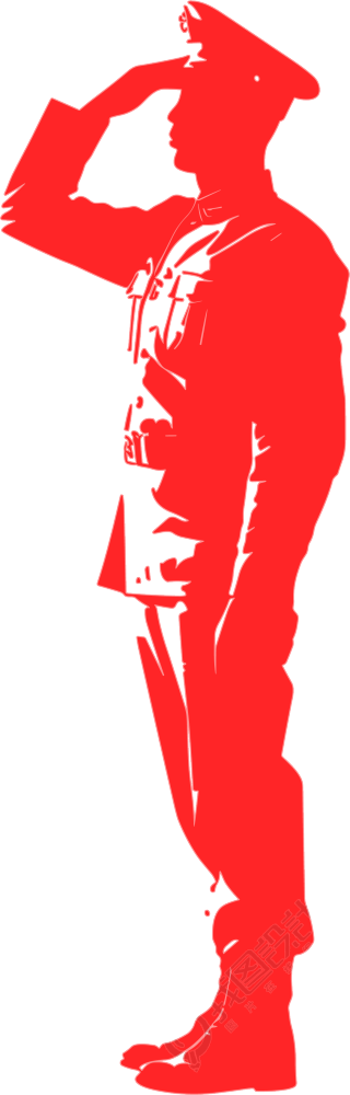 军人剪影透明背景素材