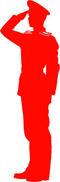 军人剪影红色轮廓素材