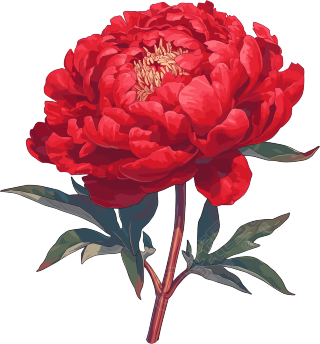 红牡丹插画素材