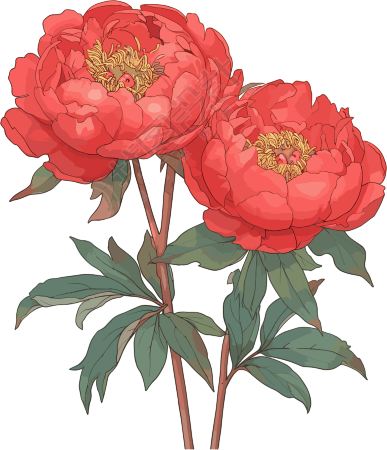 红牡丹创意插图