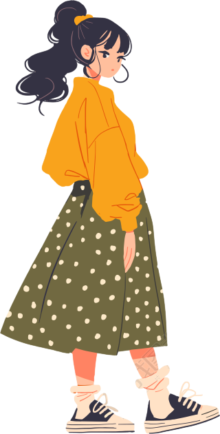动漫人物夏日时装插画