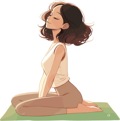 瑜伽女孩卡通插画