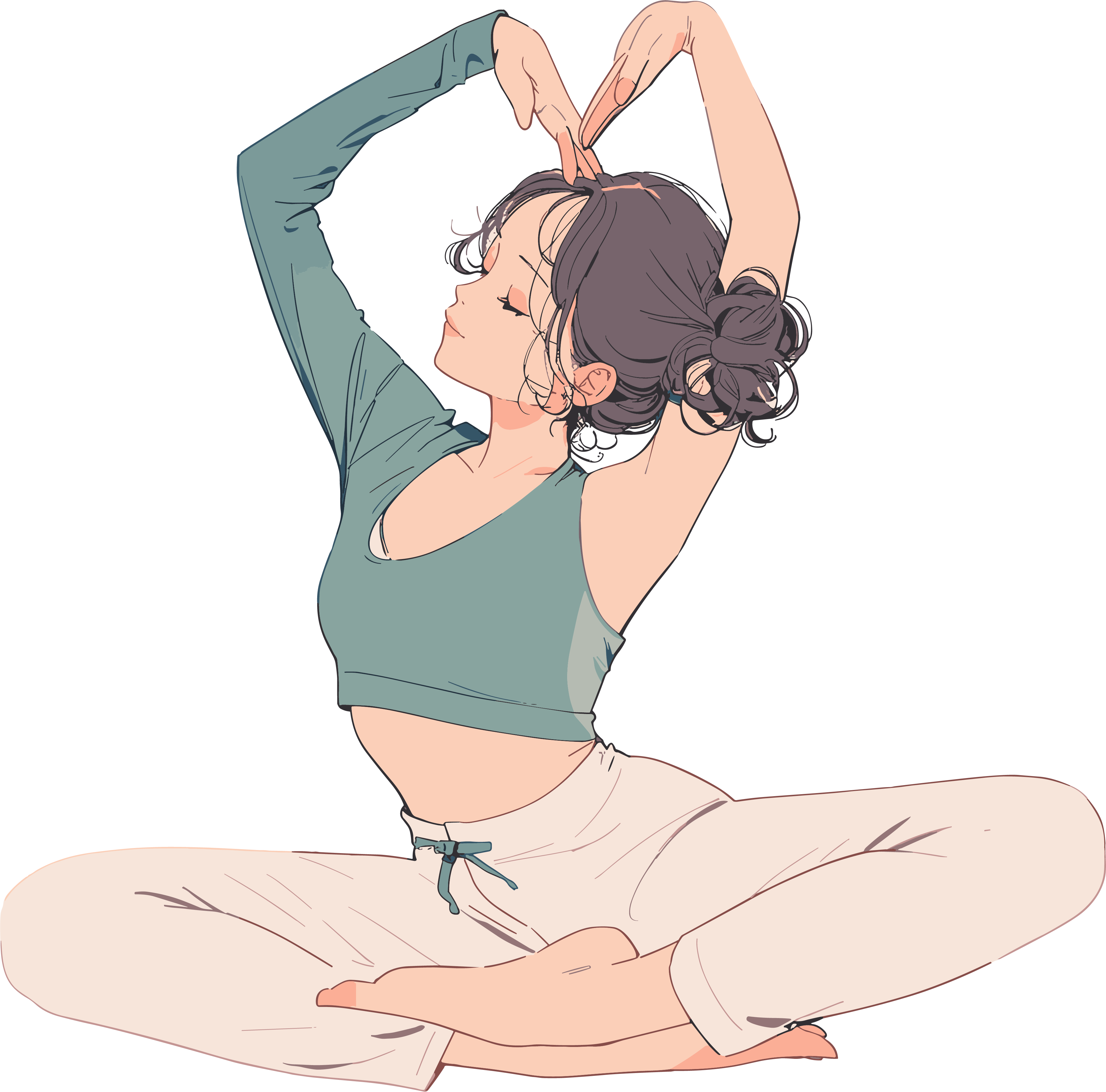 瑜伽女孩简单插画