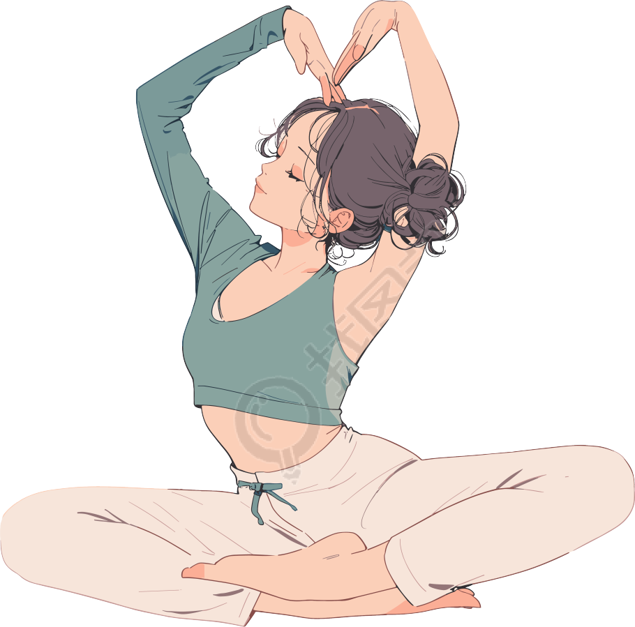 瑜伽女孩简单插画