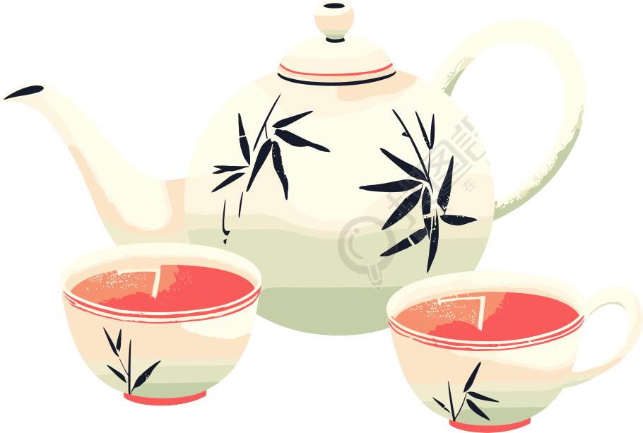 清茶简约矢量插图