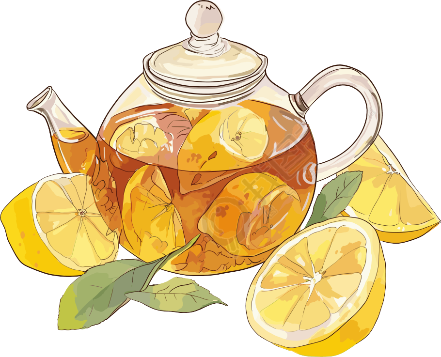 柠檬红茶插画设计元素