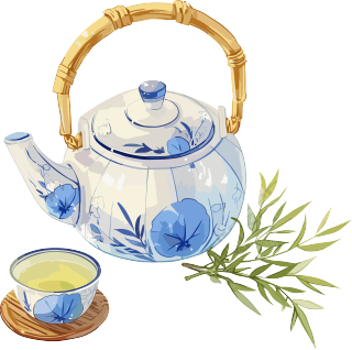 清茶茶具可商用插画