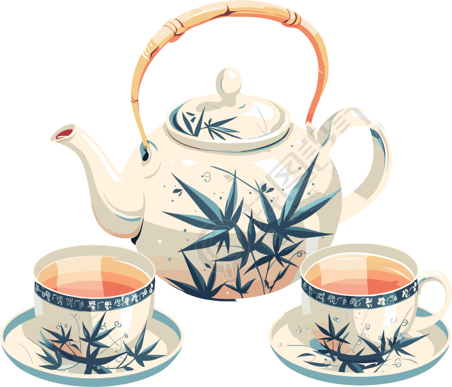 清茶白瓷茶壶素材