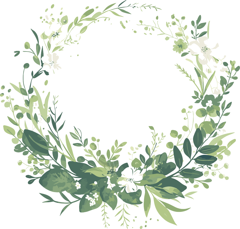 鲜花边框浅绿色插画